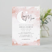 Silver Blush Over the Moon Baby shower Folie Uitnodiging (Staand Voorkant)