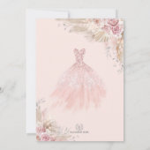 Silver Blush Pink Boho Floral Quinceañera Birthday Kaart (Achterkant)