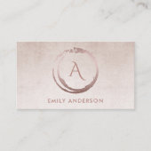 SILVER BLUSH PINK BRUSH MARK CIRCLE LOGO MONOGRAM VISITEKAARTJE (Voorkant)