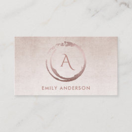 SILVER BLUSH PINK BRUSH MARK CIRCLE LOGO MONOGRAM VISITEKAARTJE