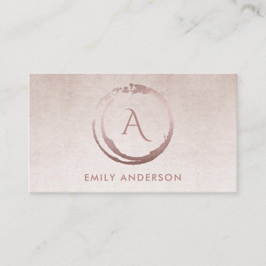 SILVER BLUSH PINK BRUSH MARK CIRCLE LOGO MONOGRAM VISITEKAARTJE (Voorkant)