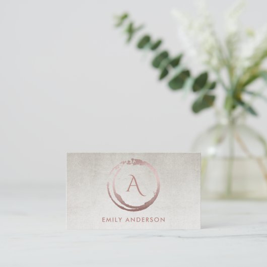 SILVER BLUSH PINK BRUSH MARK CIRCLE LOGO MONOGRAM VISITEKAARTJE (Staand voorkant)