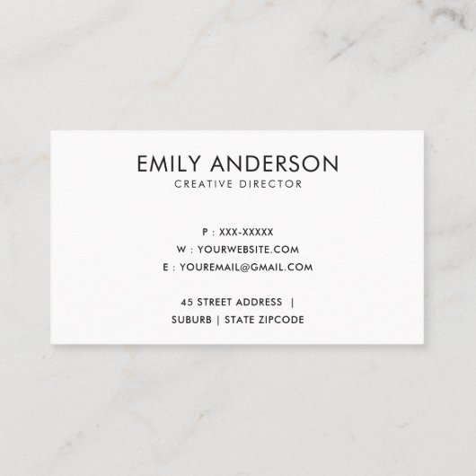 SILVER BLUSH PINK BRUSH MARK CIRCLE LOGO MONOGRAM VISITEKAARTJE (Achterkant)