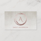 SILVER BLUSH PINK BRUSH MARK CIRCLE LOGO MONOGRAM VISITEKAARTJE (Voorkant)