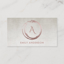 SILVER BLUSH PINK BRUSH MARK CIRCLE LOGO MONOGRAM VISITEKAARTJE