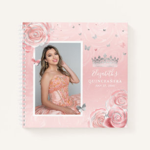 Silver Blush Pink Foto Quinceanera Guest Notitiebo Notitieboek