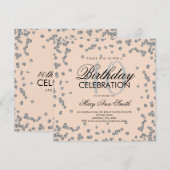 Silver Blush Pink Glitter Confetti 40e verjaardag Kaart (Voorkant / Achterkant)