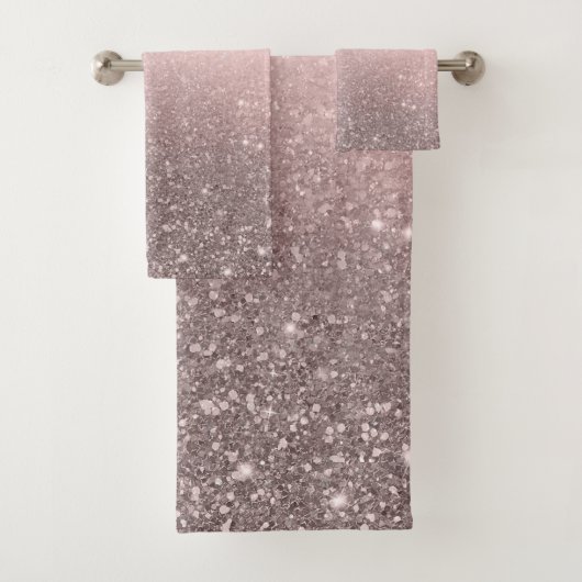 Silver & Blush Pink Glitter Sparkle Glam Girly Bad Handdoek (Insitu)