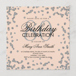 Silver Blush Roze 80th Birthday Glitter Confetti Kaart