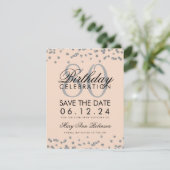 Silver Blush Roze 80th Birthday Save Date Confetti Kaart (Staand voorkant)