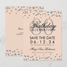 Silver Blush Roze 80th Birthday Save Date Confetti