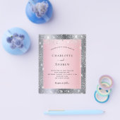Silver blush roze glitter elegant bruiloft flyer (Enkel)