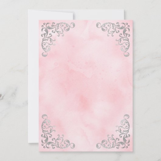 Silver Blush Roze Waterverf bruiloft Kaart (Achterkant)