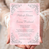  Silver Blush Roze Waterverf bruiloft Kaart