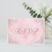  Silver Blush Roze Waterverf bruiloft RSVP Kaartje (Staand voorkant)