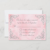  Silver Blush Roze Waterverf bruiloft RSVP Kaartje (Achterkant)