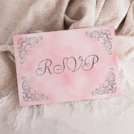 Silver Blush Roze Waterverf bruiloft RSVP Kaartje