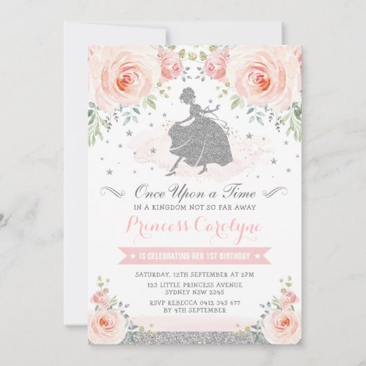 Silver Blush Rozen Prinses Assepoester Verjaardag Kaart (Voorkant)