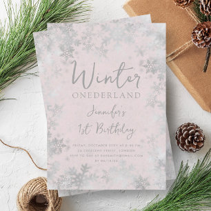 Silver Blush Winter ONEDERLAND 1e verjaardag Kaart