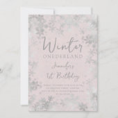 Silver Blush Winter ONEDERLAND 1e verjaardag Kaart (Voorkant)