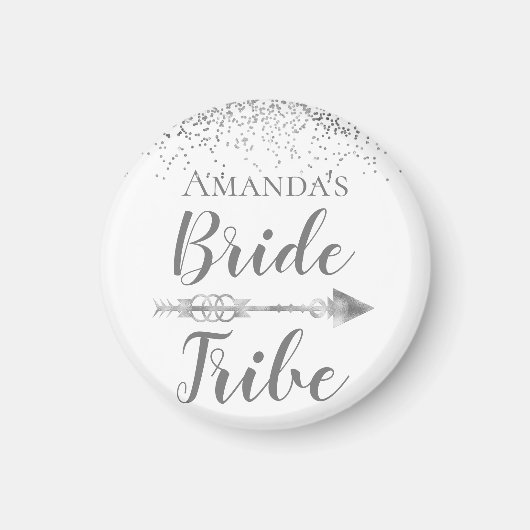 Silver Boho Bride Tribe Gepersonaliseerd Magneet (Voorkant)
