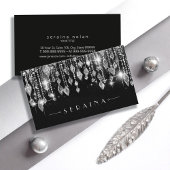 Silver Boho Pareltjes op zwart ID1035 Visitekaartje