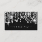 Silver Boho Pareltjes op zwart ID1035 Visitekaartje (Voorkant)