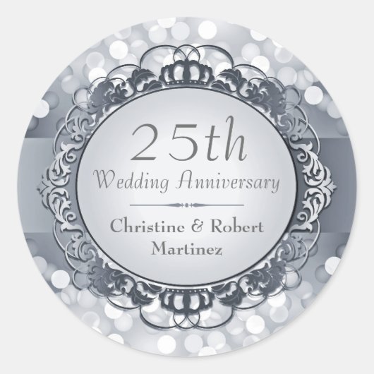 Silver Bokeh 25e Jubileum Sticker (Voorkant)