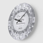 Silver Bokeh 25th Jubileum Wall Clock Grote Klok (Hoek)