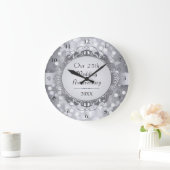 Silver Bokeh 25th Jubileum Wall Clock Grote Klok (Huis)