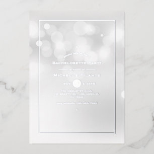 Silver Bokeh Bachelorette Party Folie Invitation Folie Uitnodiging