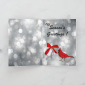 Silver Bokeh Baseball-kerstboom met rode vogel Feestdagen Kaart (Binnen)