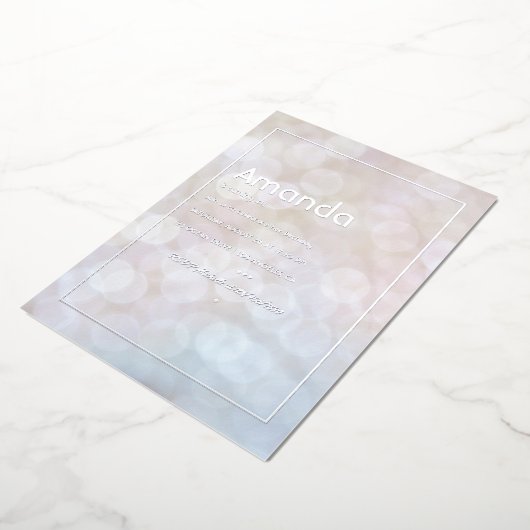 Silver Bokeh Birthday Party Folie Invitation Folie Uitnodiging (Gedraaid)