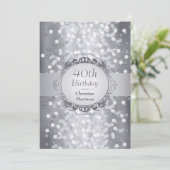 Silver Bokeh Foto Birthday Party Kaart (Staand voorkant)