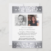 Silver Bokeh Foto Birthday Party Kaart (Achterkant)