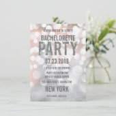 Silver Bokeh Glitter Bachelorette Party Invite Kaart (Staand voorkant)