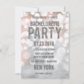 Silver Bokeh Glitter Bachelorette Party Invite Kaart (Voorkant)