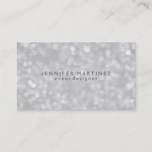 Silver Bokeh Glitter & Sparkles Visitekaartje (Voorkant)