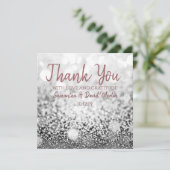 Silver Bokeh Glitter Wedding Hartelijk dank Kaart (Staand voorkant)