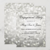 Silver Bokeh Lights Elegant Engagement Party Kaart (Voorkant / Achterkant)