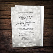 Silver Bokeh Lights Elegant Wedding Kaart