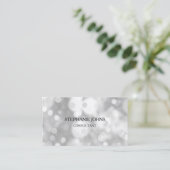 Silver Bokeh Pattern Monogram Name Black White Visitekaartje (Staand voorkant)