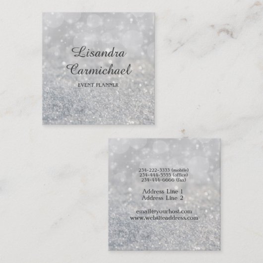 Silver Bokeh Sparkle Event Planner Visitekaartjes (Voorkant / Achterkant)