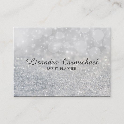 Silver Bokeh Sparkle Event Planner Visitekaartjes (Voorkant)