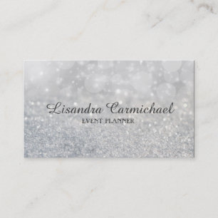 Silver Bokeh Sparkle Event Planner Visitekaartjes