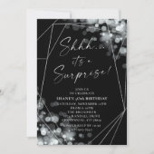 Silver Bokeh Verrassingsfeestje Kaart (Voorkant)