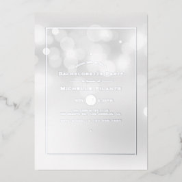 Silver Bokeh vrijgezellenfeest Folie Uitnodiging