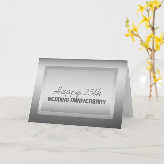 Silver Border 25th Wedding Jubileum Kaart (Gele Bloem)