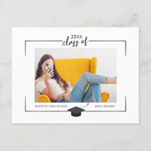 Silver Border Afstuderen Announcement Briefkaart