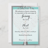 Silver Border and Tree Blue Wedding Invitation Kaart (Achterkant)
